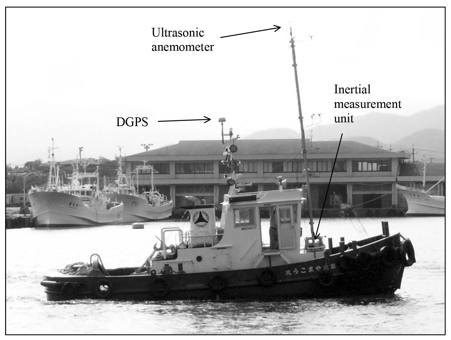 図2-2　洋上風況観測システムを搭載した小型船舶（タグボート，18総トン）