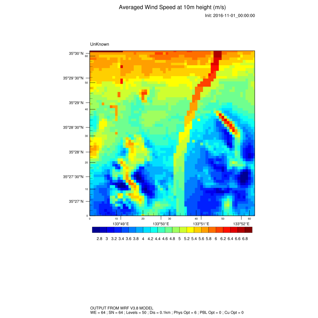 地上高10mの平均風速マップ